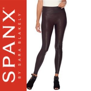 Spanx Faux Leather Wine Leggings